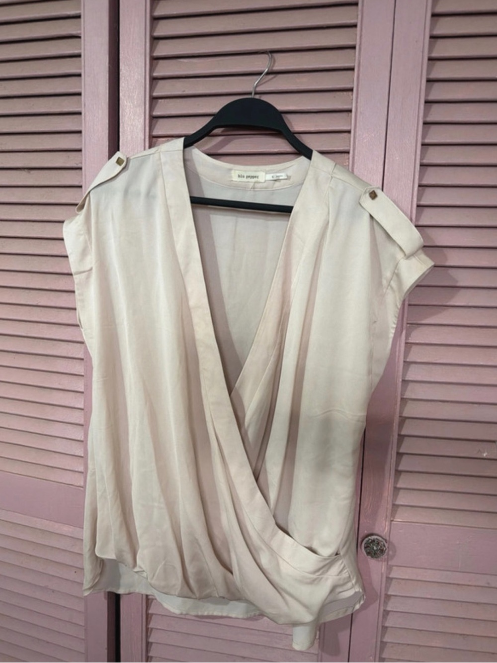 Blu Pepper Draped Surplice Blouse in Light Blush